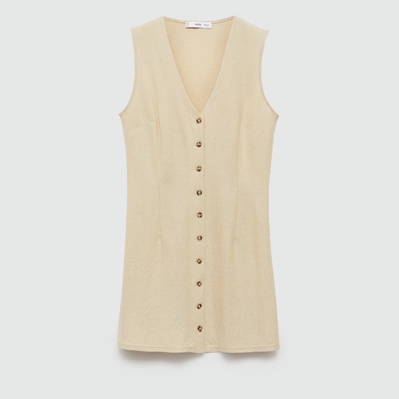 Mango Beige Button-Front Mini Dress - Picture 5 of 8